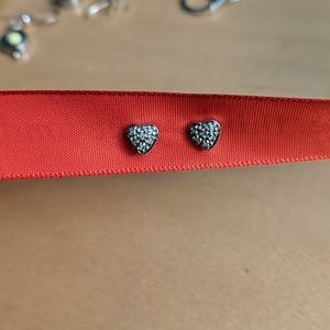 Sterling Silver Diamond Heart Studs
